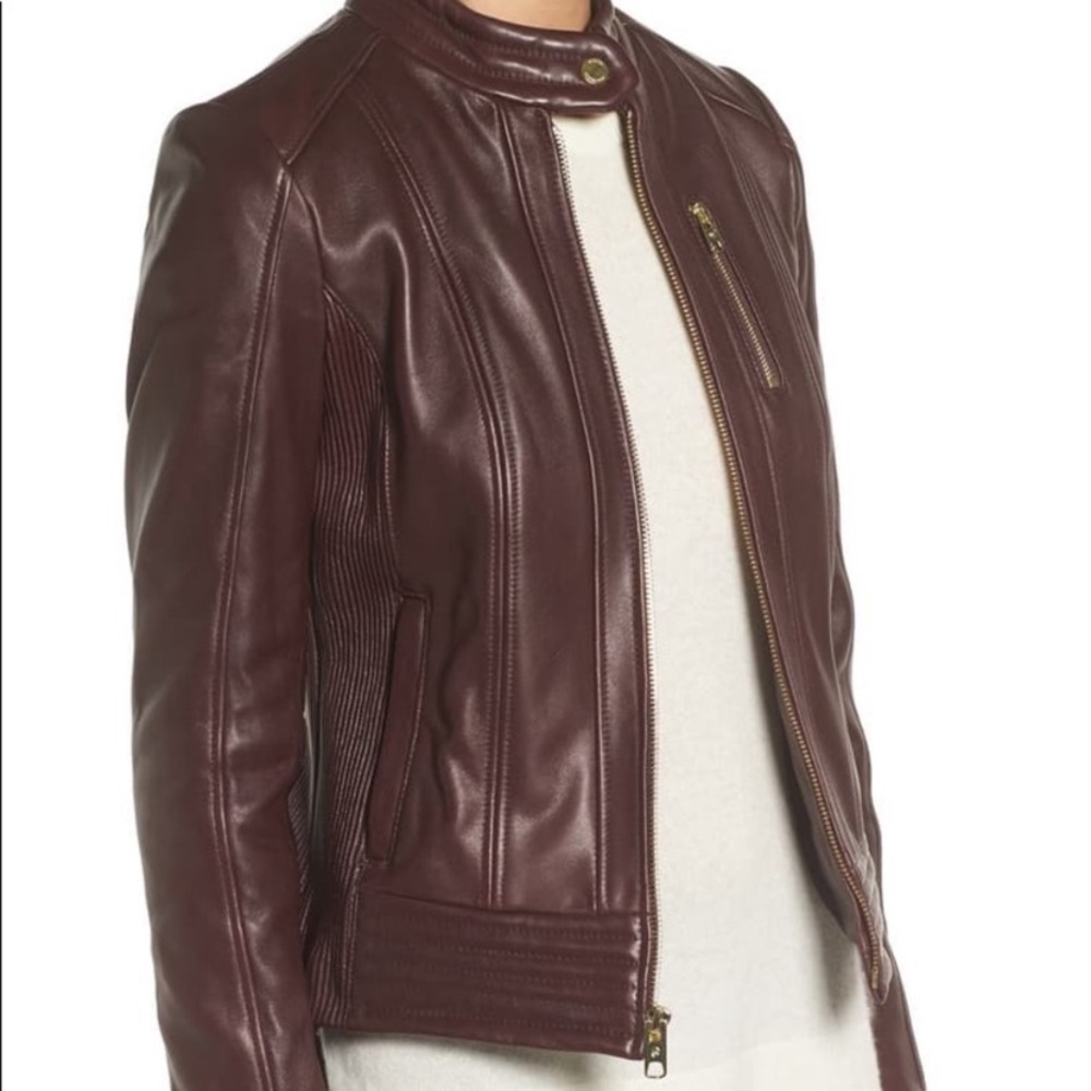 NWOT MICHAEL Michael Kors brown leather jacket